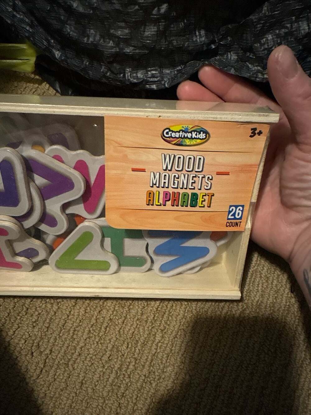 Creative Kids Wooden Alphabet Magnets - 26 Count Set in Wood Box